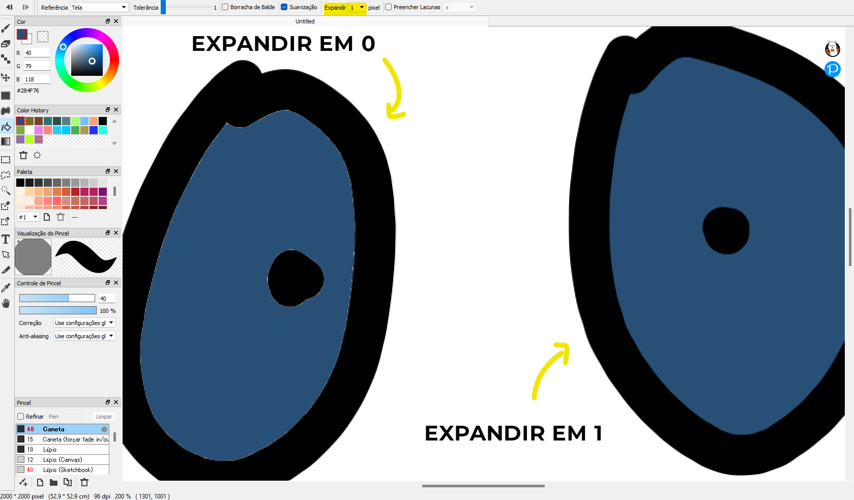 Preencher com balde de tinta sem deixar espaços em branco no firealpaca