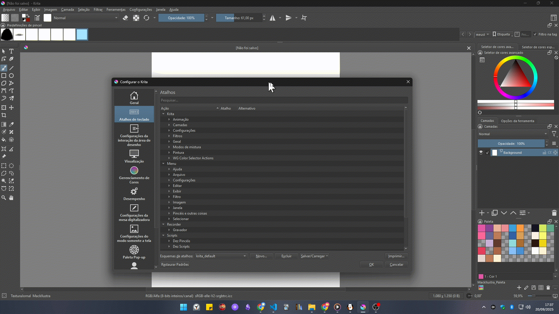 Interface do Krita e do FireAlpaca